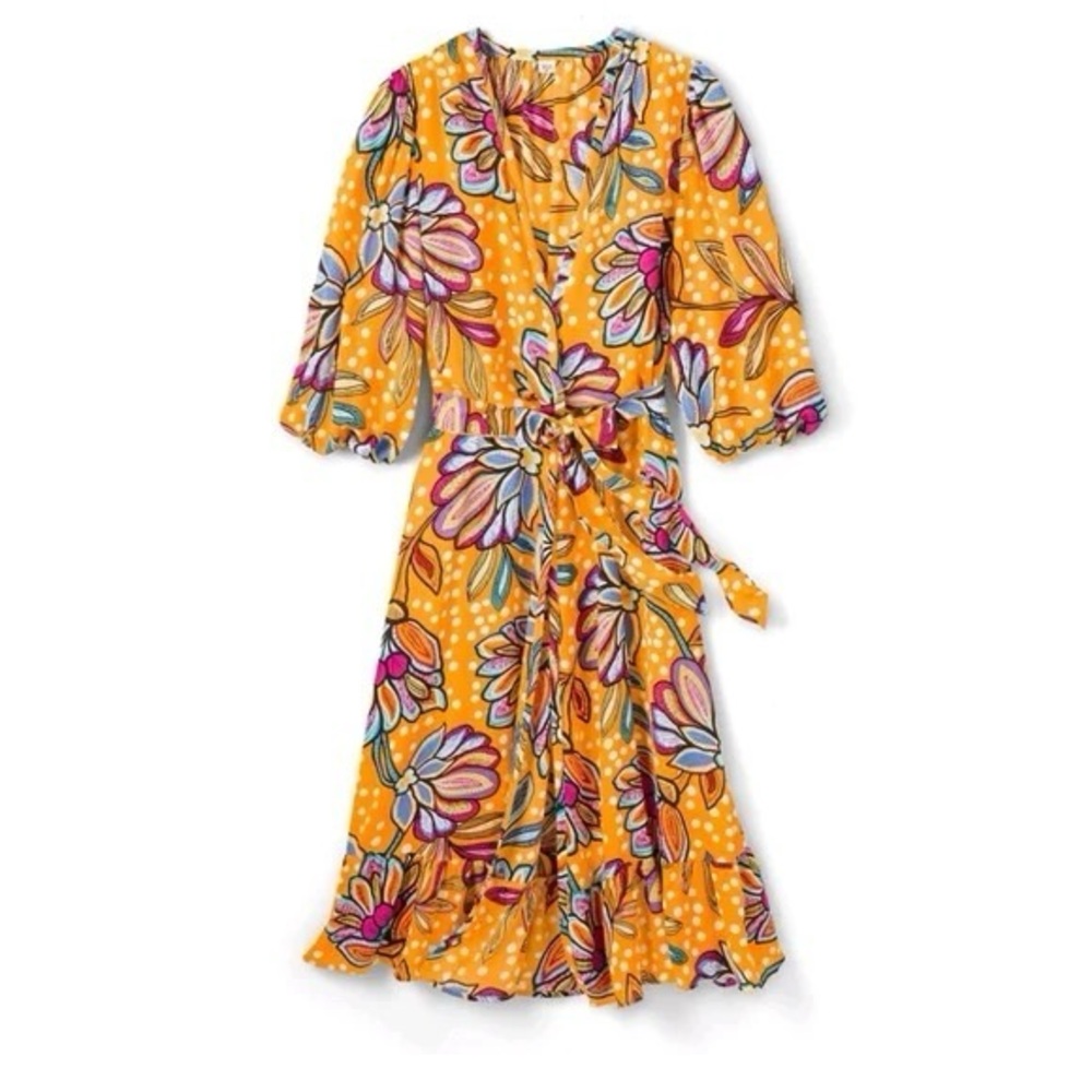 Tabitha Brown x Target Orange Polka Dot Floral Swim Cover Up Wrap Dress - Size M
